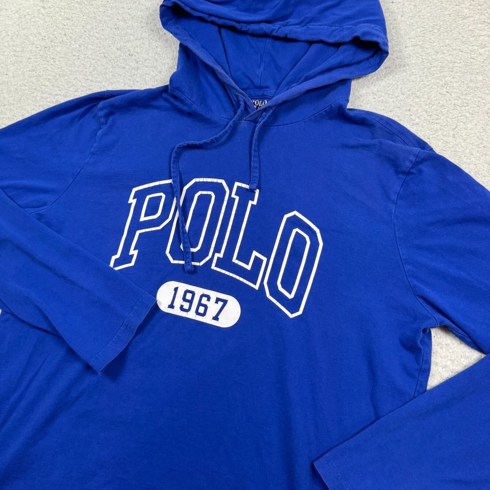Polo Ralph Lauren Hoodie Shirt‎ Men's M Blue Long Sleeve Casual Gym Drawstrings